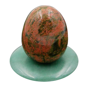 Large Undrilled Pink and Green Unakite Yoni Egg Set, 3 Pieces