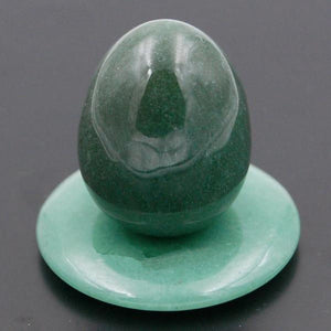 Undrilled Dark Green Aventurine Yoni Egg Set, 3 Pieces