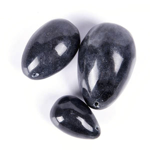 Elegant Black Jade Yoni Egg Set, 3 Pieces