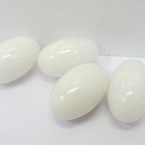 White Polished Jade Yoni Egg Set, 3 Pieces