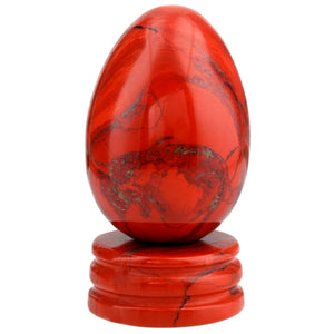 Orange Jasper Yoni Egg with Stone Stand