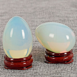 White Opalite Yoni Egg with Stand, 1 pc