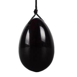 Drilled Large Black Obsidian Yoni Egg