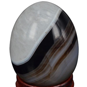 Medium Undrilled Black and White Agate Yoni Egg