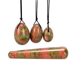 Drilled Unakite Yonie Set, 3 Pieces with Wand