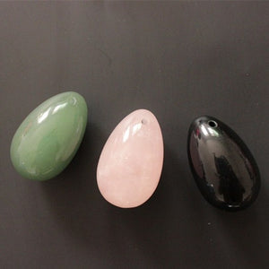 Drilled Lovely Crystal Gemstones Yoni Egg Set, 3 Pieces