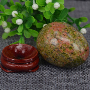 Medium Undrilled Green and Pink Unakite Yoni Egg