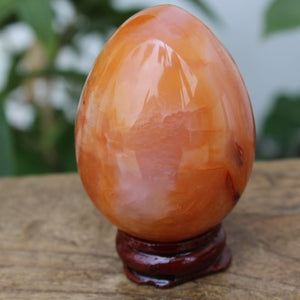 Large Natural Orange Agate Yoni Egg with Stand