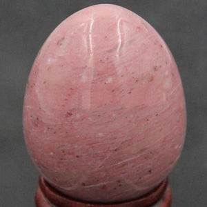 Undrilled Pink Rhodonite Gemstone Egg with Stand