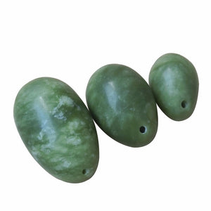 Drilled Jade Yoni Egg Set, 3 pieces