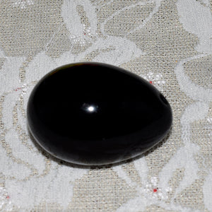 Large Black Drilled Natural Obsidian Yoni Egg