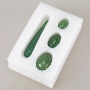 Undrilled Green Aventurine Yoni  Egg Set, 3 Pieces with Wand