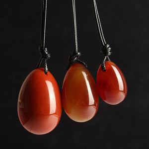 3Pcs Drilled Natural Red Agate Yoni Eggs