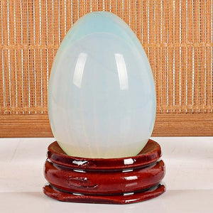 Crystal Opalite Yoni Egg Set, 3 Pieces with Wooden Base