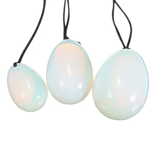3-Piece Drilled Opal Yogi Eggs with Rope
