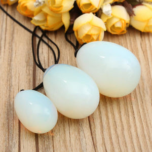 3-Piece Drilled Opal Yogi Eggs with Rope