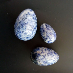 Drilled Natural Sodalite Yoni Egg Set, 3 Pieces