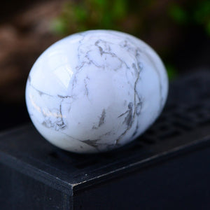 Medium Undrilled Marbled White Quartz Crystal Yoni Egg