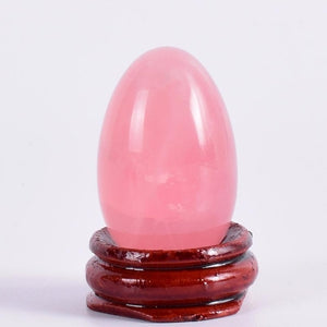 Rose Quartz Yoni Egg with Wooden Stand