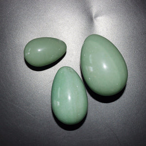 Undrilled Green Aventurine Yoni Egg Set, 3 Pieces