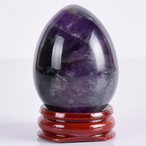 Natural Dark Amethyst Yoni Egg with Stand, 1 pc